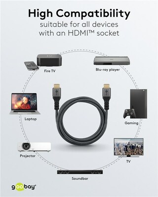 Kábel HDMI M/M 1m, Ultra High Speed+Eth, 8K@60Hz, HDMI 2.1, 48G, G pozl. konektor, čierny/sivý