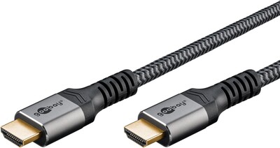 Kábel HDMI M/M 5m, Ultra High Speed+Eth, 8K@60Hz, HDMI 2.1, 48G, G pozl. konektor, čierny/sivý