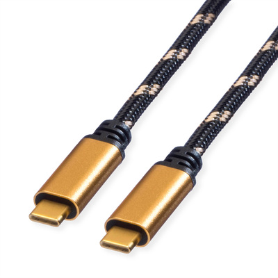 Kábel USB 4 Gen 3x2, Typ C CM/CM 1m, 40Gbps, PD 100w 20V5A, čierny/zlatý, Gold