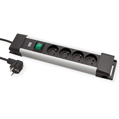 Predlžovačka CONNECTUS, 4xUTE 230V, vypínač, 2m kábel 1.5mm², hliník, čierna