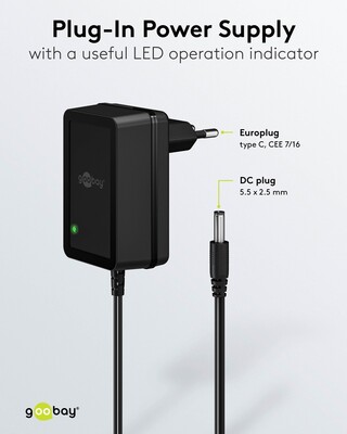 Adaptér NTS 1500mA, Univerzálny 12V, 18W, 1.8m kábel, Konektor DC 5.5x2.5, čierny