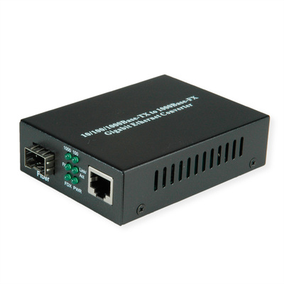 Optický konvertor, RJ45 - SFP, Gigabit, čierny