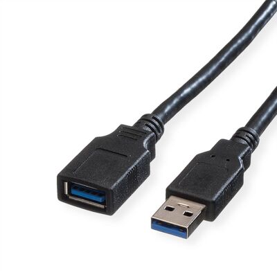 Kábel USB 3.2 Gen 1, A-A M/F 0.8m, 5Gbps, predlžovací, čierny