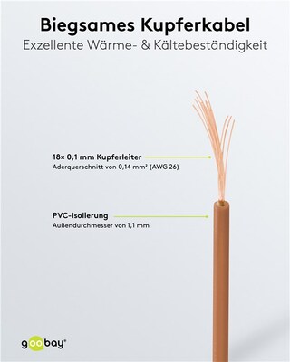 Kábel medený izolovaný 10m, 1x0.14mm, hnedý