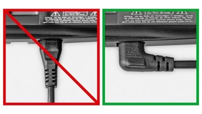 Kábel sieťový 230V, 2pin vidlica (CEE7/16) lomená - C7 (2pin) zahnutý, 0.75m, 0.75mm², 2.5A, čierny