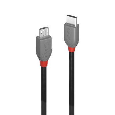 Kábel USB 2.0 Typ C CM/MICRO-B(2.0) 0.5m, High Speed, Anthra Line, čierny