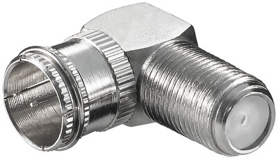 Adaptér F-konektor Quick/F-konektor M/F, Zn, HQ, zahnutý 90°, 10ks/bal