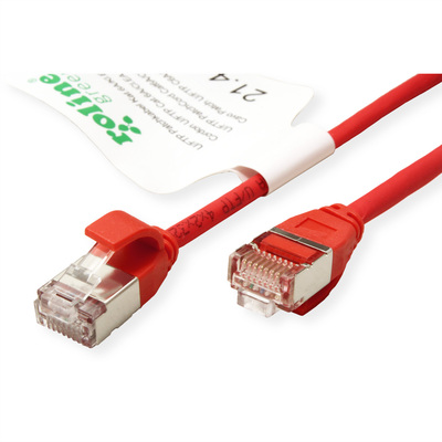 U/FTP Patchkábel LSOH TPE 3m cat.6a, červený, slim, Cu, Flex Cable, Roline Green, Eco obal