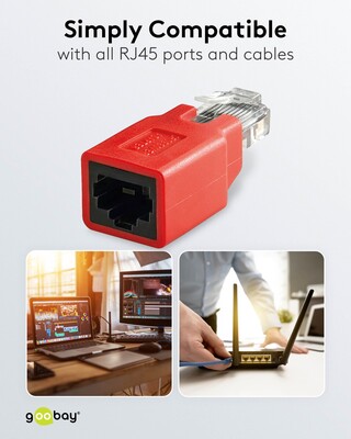 Adaptér RJ45 M/F cross/krížená, netienený, cat.5e, červený