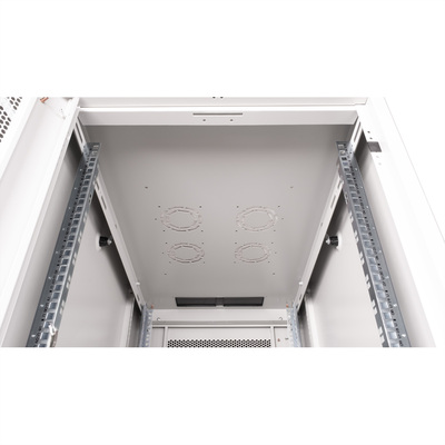 19" Rack na podlahu 26U, 1300x600x1000mm (HxWxD), BASIC, perforované dvere, sivý