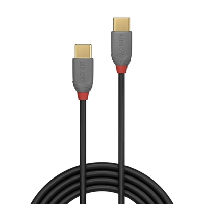 Kábel USB 2.0 Typ C CM/CM 3m, High Speed, Power Delivery 60w 20V3A, čierny, pozl. kon., Anthra Line 