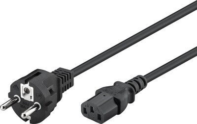 Kábel sieťový 230V, vidlica (CEE7/7) priama - C13, 5m, 1.00mm², 10A, čierny