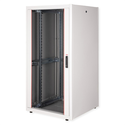 19" Rack na podlahu 32U, 1560x800x800mm (HxWxD), BASIC, sklenené dvere, sivý