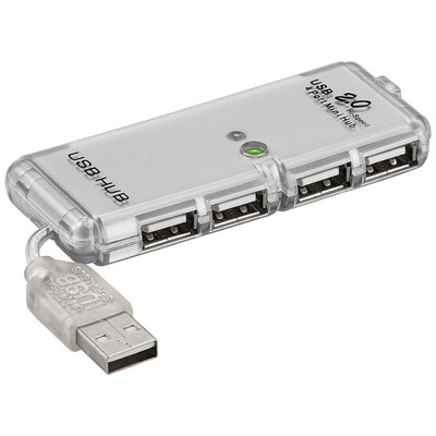 Hub USB 2.0, 4 Port, 4x USB A, MINI, 6cm, sivý