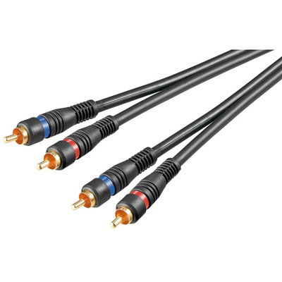 Kábel Cinch 2x audio M/M 2m, čierny, pozl. konektor, HQ