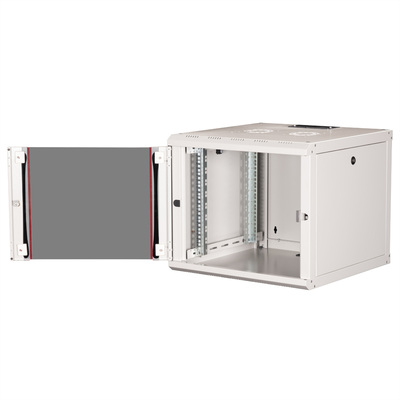 19" Rack na stenu 9U, sivý, 505x600x600 mm (HxWxD), RAL7035, PRO, odnímateľné bočnice