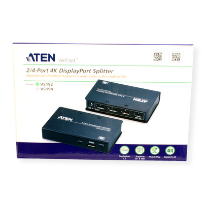Video distribútor/splitter/ hub DisplayPort 1.2 1IN/2OUT, 21.6 Gbps, MST, 4K@60Hz, ext. adaptér