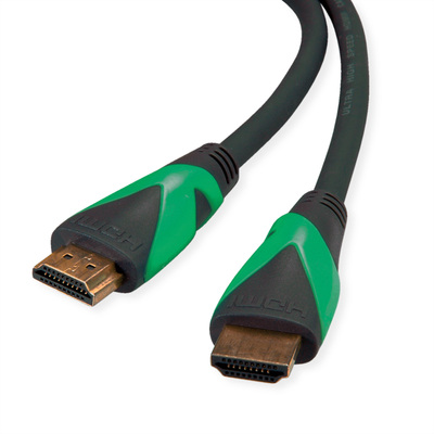 Kábel HDMI M/M 2m, Ultra High Speed+Eth, 8K@60Hz, HDMI 2.1, pozl. kon., čierny, cert., Roline Green