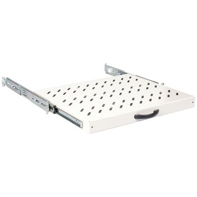19" Polica 350mm, max. 25kg, 1U, sada skrutiek a podložiek v balení, sivá