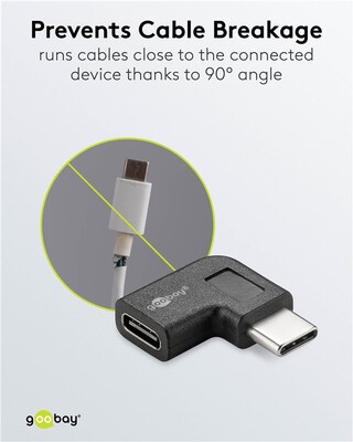 Adaptér USB 3.2 Gen 1, Typ C, C-C M/F, 5Gbps, zahnutý doprava/doľava 90°, čierny