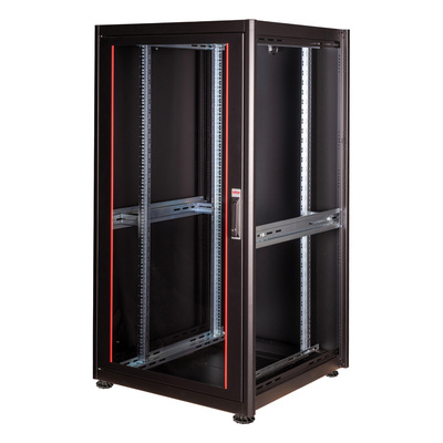 19" Rack na podlahu 32U, 1560x800x800mm (HxWxD), BASIC, sklenené dvere, čierny