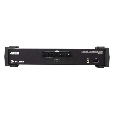 KVM switch/prepínač 4PC, HDMI, USB, USB 3.0 hub, Audio, 4K@60Hz