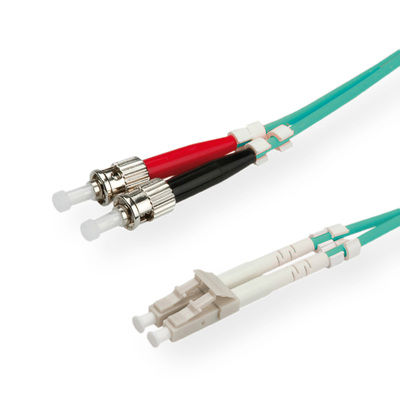 Fiber kábel LC-ST, 5m Duplex OM3(50/125µm), 2.8mm, tyrkysový
