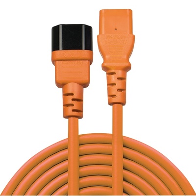 Kábel sieťový 230V predlžovací, C13 - C14, 0.5m, 0.75mm², 10A, oranžový