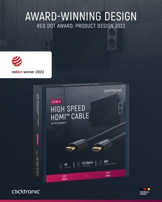 Kábel HDMI M/M 12.5m, High Speed+Eth, 4K@60Hz, HDMI 2.0, 18G, pozl. konektor, modrý, C
