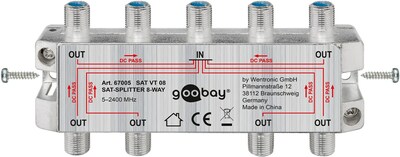 Rozbočovač / distribútor TV a SAT signálu, 1IN/8OUT, 5-2400 Mhz, F-konektor