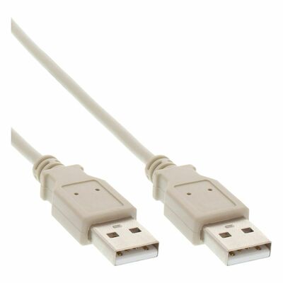 Kábel USB 2.0 A-A M/M 0.3m, High Speed, béžový
