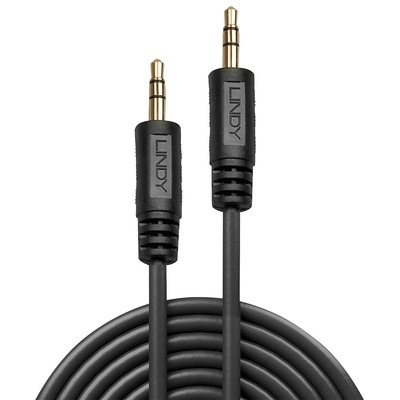 Kábel 3.5mm stereo jack M/M 20m, čierny, pozl. konektor, Premium §§