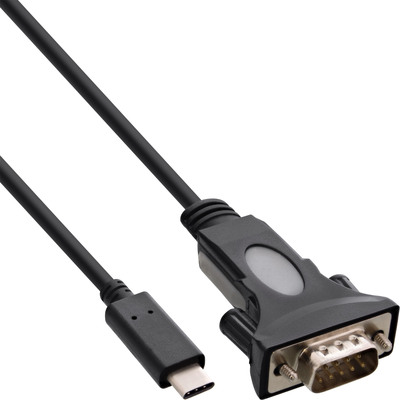 Káblový adaptér USB 3.1 Typ C na RS232 (M), 9pin, s adaptérom 9pin/25pin F/M, 1.8m, čierny