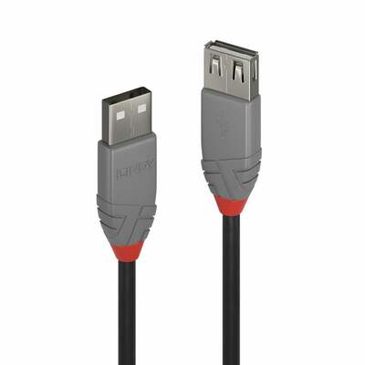 Kábel USB 2.0 A-A M/F 0.2m, High Speed, predlžovací, čierny, Anthra Line
