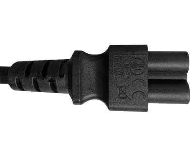 Kábel sieťový 230V pre notebook, vidlica (60906-1) Brazília priama - C5, 1.8m, 0.75mm², 2.5A, čierny