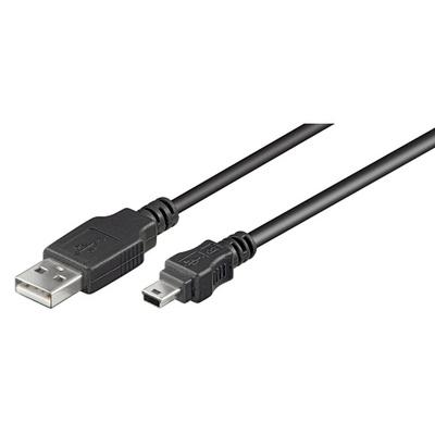 Kábel USB 2.0 A-MINI-B 5pin M/M 5m, High Speed, čierny