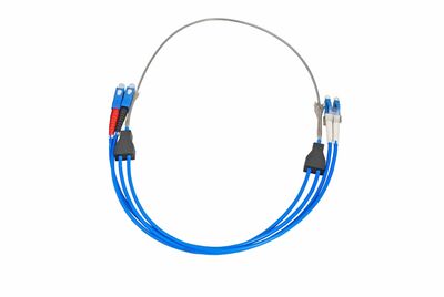 Fiber kábel LC-LC, 1m Duplex OS2(9/125µm), LSOH, armored (opancierovaný), 3mm, modrý