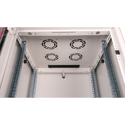 19" Rack na podlahu 42U, 2010x600x600mm (HxWxD), BASIC, sklenené dvere, sivý