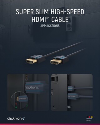 Kábel HDMI M/M 1.5m, High Speed+Eth, 4K@60Hz, HDMI 2.0, 18G, pozl. konektor, modrý, Slim, C