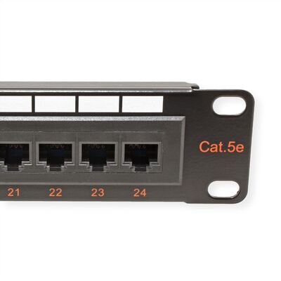 19" Patch panel 24port cat.5e, netienený, 1U, čierny