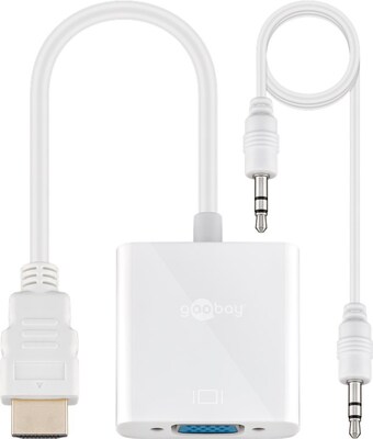 Adaptér HDMI na VGA+audio, 15cm biely