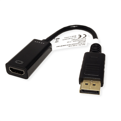 Adaptér DisplayPort na HDMI M/F, 4K@30Hz (DP 1.2, HDMI 1.4), 15cm, čierny