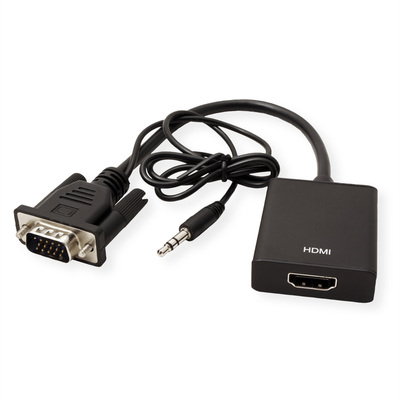 Konvertor VGA+audio na HDMI - USB napájanie, 1080p, 15cm čierny