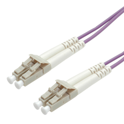 Fiber kábel LC-LC, 0.5m Duplex OM4(50/125µm), LSOH, low-loss konektor, 2.8mm, fialový