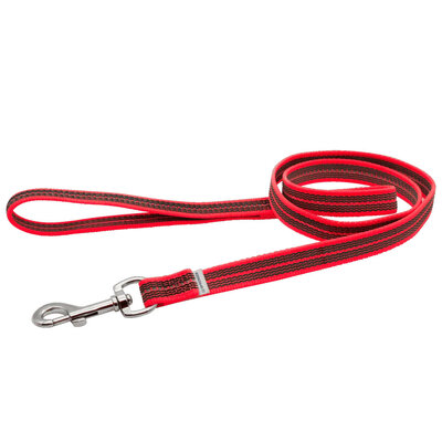 Vodítko s uškom pogumované, 19mm/1.2m, nerezová karabína, červené, HS
