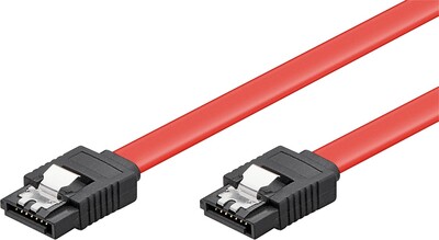 Kábel SATA II M/M 0.50m, clip, 3 Gbit/s, červený