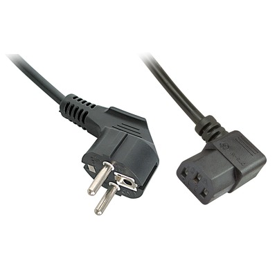 Kábel sieťový 230V, vidlica (CEE7/7) lomená - C13 zahnutý (doľava), 3m, 0.75mm², 10A, čierny