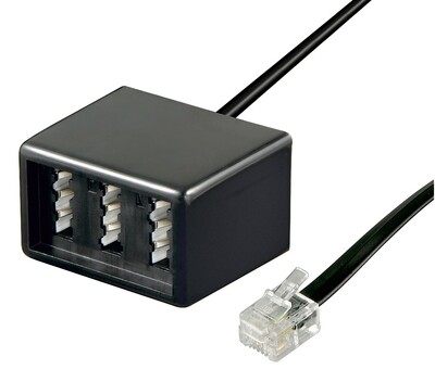 Adaptér telefónny RJ11/TAE NFN M/F kábel 0.2m, čierny, 10ks/bal