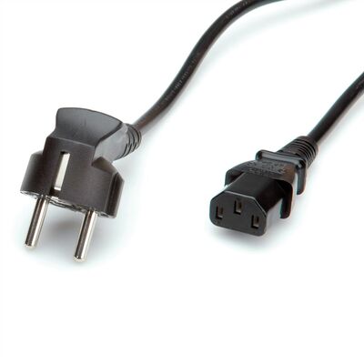 Kábel sieťový 230V, vidlica (CEE7/7) lomená - C13, 3m, 1.50mm², 10A, čierny