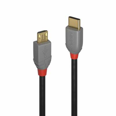 Kábel USB 2.0 Typ C CM/MICRO-B(2.0) 0.5m, High Speed, Anthra Line, čierny